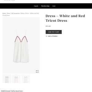 Zara White Dress with Red Trim